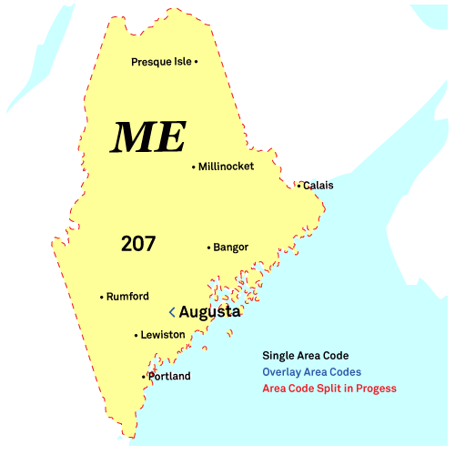 Maine area codes map
