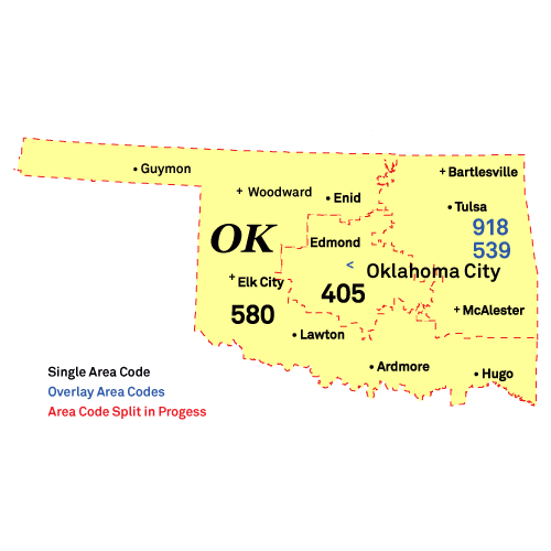 Oklahoma area codes map