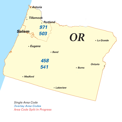 Oregon area codes map