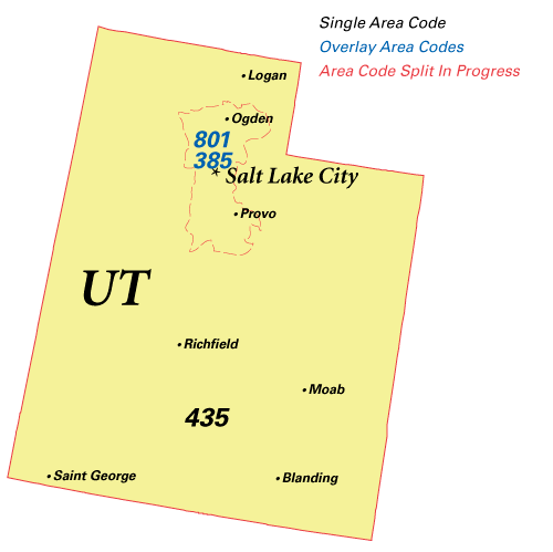 Utah area codes map