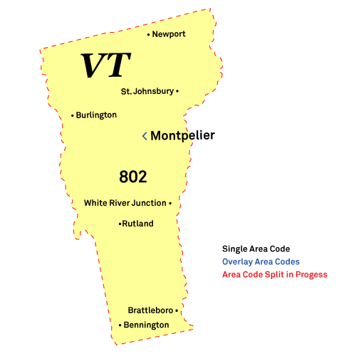 Vermont area codes map